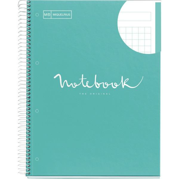 Notebook Emotion A4 80 feuilles 90 grammes bleu ciel. Couverture en carton rigide plastifié brillant. Papier Extra Opaque.