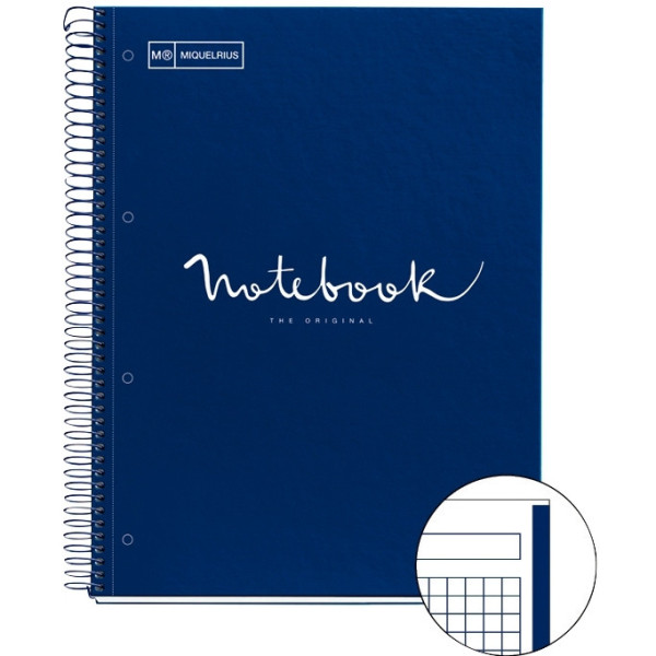 Notebook Emotion A4 80 feuilles quadrillé polypropylène 90 grammes marine. Couverture polypropylène imprimé translucide