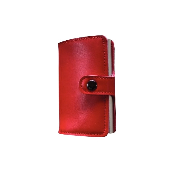 Portefeuille barrière rfid métal et cuir rouge