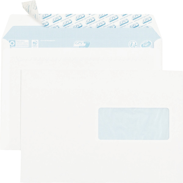 Paquet de 70 enveloppes blanches 162x229mm 80g bande siliconée fenêtre 45x100mm