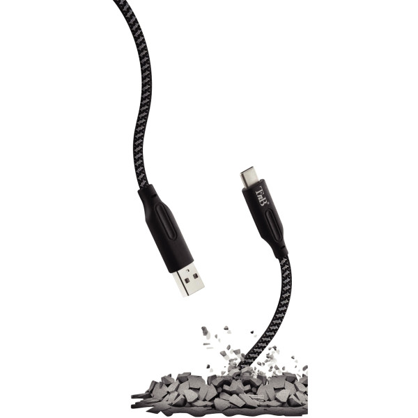 Cordon USB type A vers type C 3m noir/gris