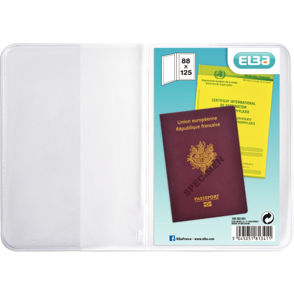 Etui passeport 2 volets en PVC 20/100ème, incolore