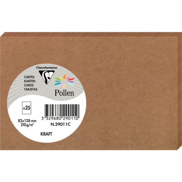 Paquet de 25 cartes Pollen 82x128mm 200g kraft