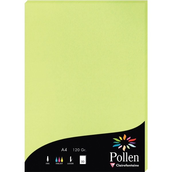 Paquet de 50 feuilles Pollen 210x297mm 120g vert bourgeon