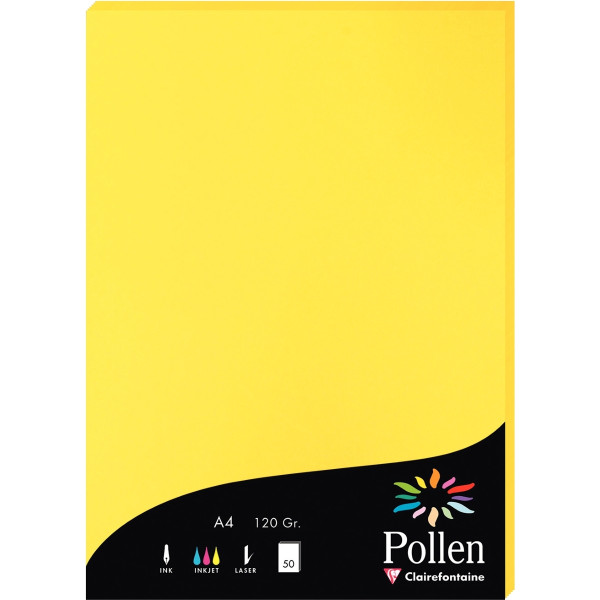 Paquet de 50 feuilles Pollen 210x297mm 120g jaune