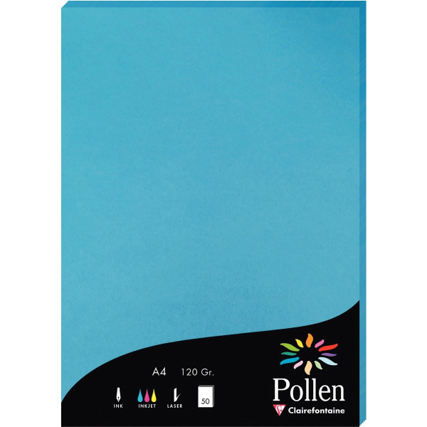 Paquet de 50 feuilles Pollen 210x297mm 120g turquoise