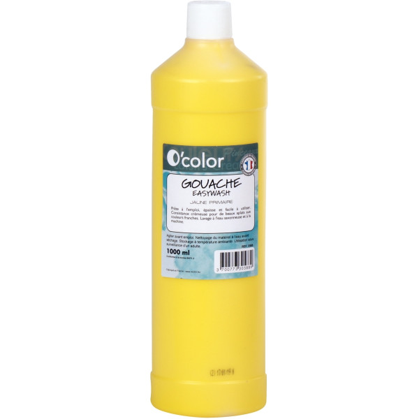 Flacon 1 L de gouache liquide économique O'COLOR coloris jaune primaire
