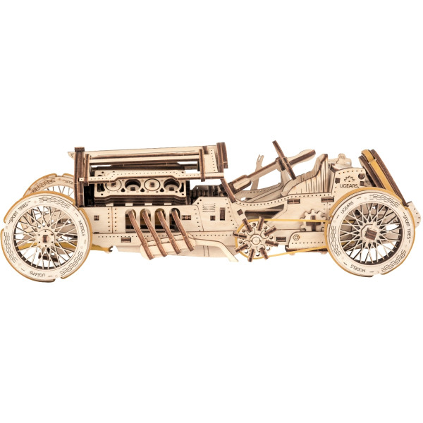 Maquette mécanique en bois, bolide Grand Prix