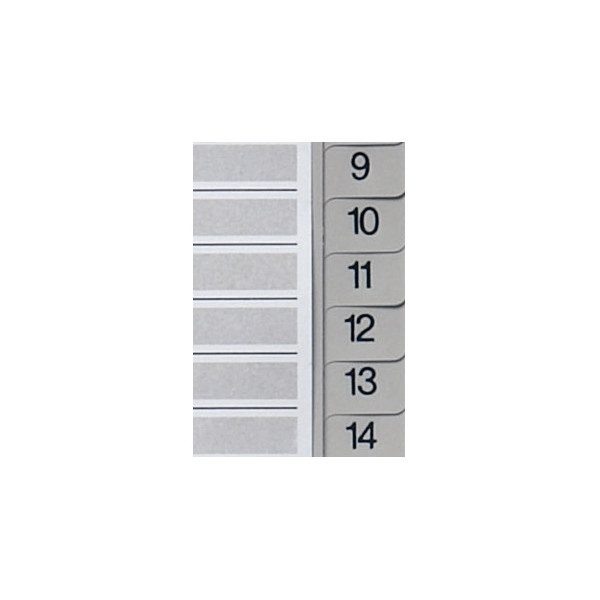 Jeu de 31 intercalaires numériques en polypropylène gris 12/100ème, format A4