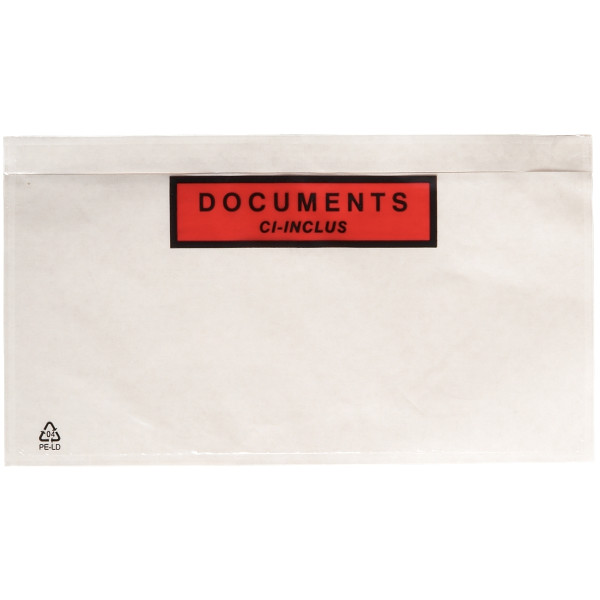 Boite de 1000 pochettes adhésives "documents ci-inclus" 228x120mm
