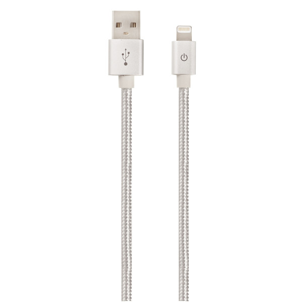 Cordon USB type A vers Lightning 2,5m gris