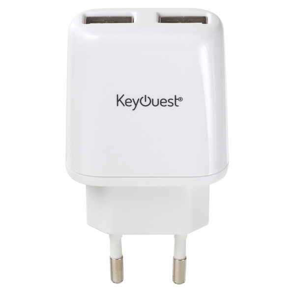 Chargeur secteur 2 ports USB-A rapide blanc