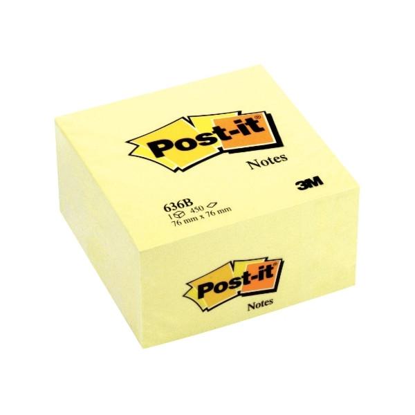 Cube de 450 feuilles de notes post-it repositionnable 76 x 76 mm coloris jaune