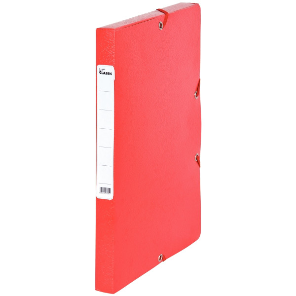 Boîte de classement en carte grainée, dos 2,5 cm, rouge