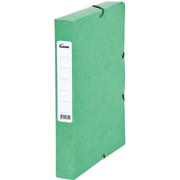 Boîte de classement en carte grainée, dos 4 cm, vert