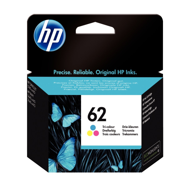 HP 62 cartouche d'encre trois couleurs authentique (C2P06AE)