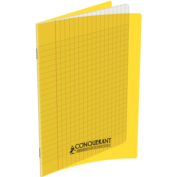 Piqûre 96 pages CONQUERANT, format 17x22 cm, papier blanc 90g, seyès, couverture polypropylène jaune