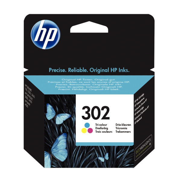 HP 302 cartouche d'encre trois couleurs authentique (F6U65AE)