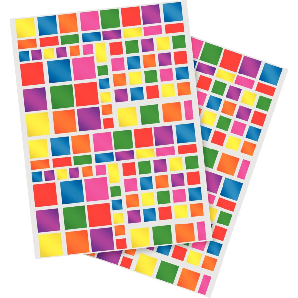 Pochette de 756 gommettes carrés métallisées couleurs assorties