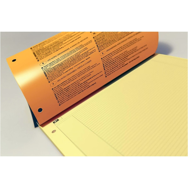 Bloc NOTEPAD 80 feuilles perforées, format A4+, ligné 6 mm, papier jaune 80g / 90g