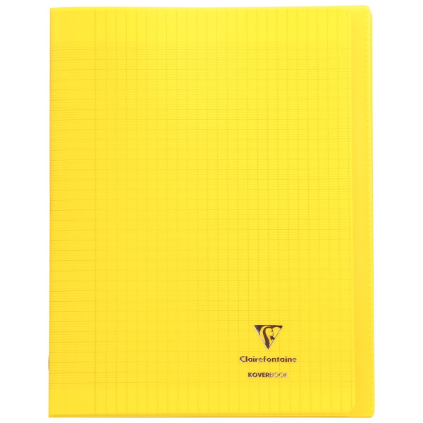 Piqûre 96 pages KOVERBOOK, format 24x32 cm, seyès 90g, couverture polypropylène jaune