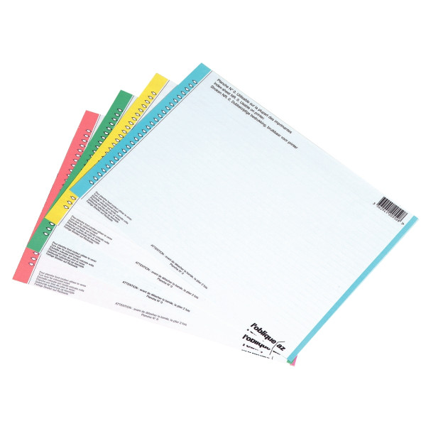 Paquet de 10 planches d'étiquettes pour dossiers suspendus tiroir, numéro 0, coloris assortis