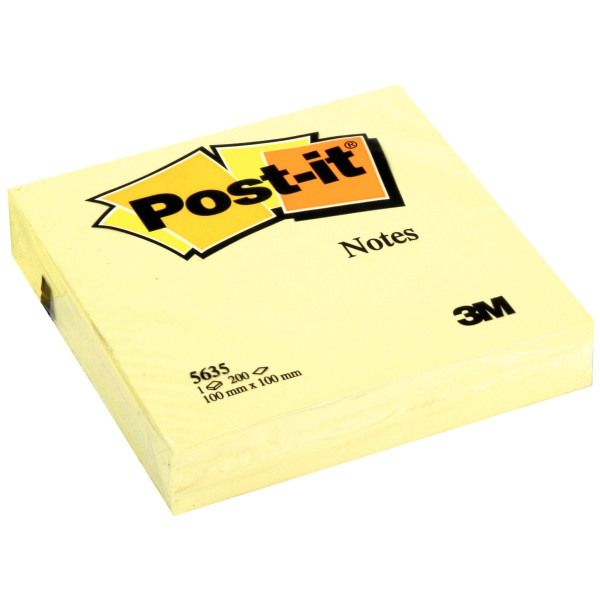 Bloc 200 feuilles notes repositionnables unies 100x100 mm coloris jaune