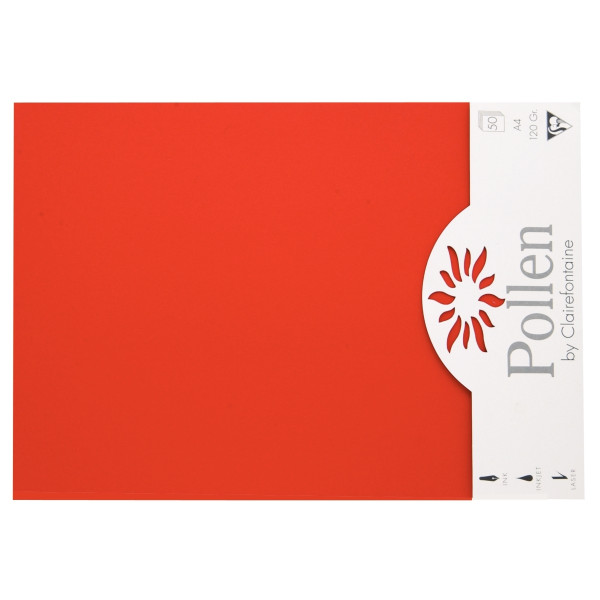 Paquet de 50 feuilles Pollen 210x297mm 120g rouge