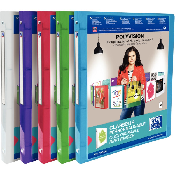 Classeur personnalisable en polypropylène POLYVISION, format A4, dos 2 cm, coloris assortis