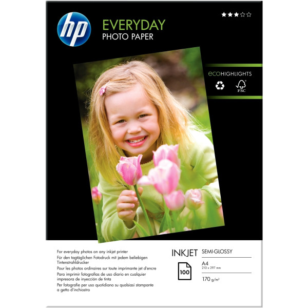Paquet de 100 feuilles de papier photo semi-galcé marque HP Q2510A format A4 (21 x 29,7 cm) 200g