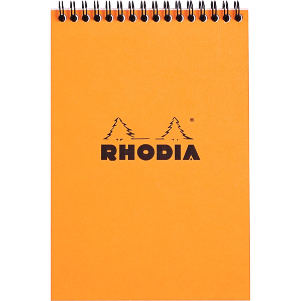 Bloc-notes à reliure intégrale RHODIA orange, format A5, 160 pages, quadrillé 5x5, papier 80g