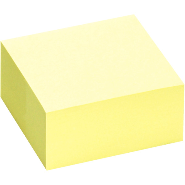 Bloc cube de 400 feuilles de notes repositionnables 75 x 75 mm coloris jaune pastel