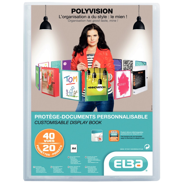 Protège-documents personnalisable POLYVISION 40 vues, incolore