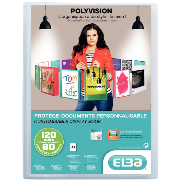 Protège-documents personnalisable POLYVISION 120 vues, incolore