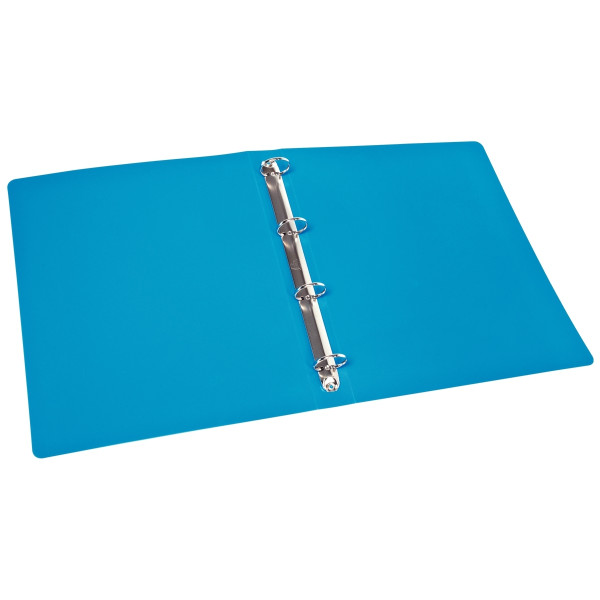 Classeur 4 anneaux en polypropylène opaque, format A4+, dos 4 cm, bleu