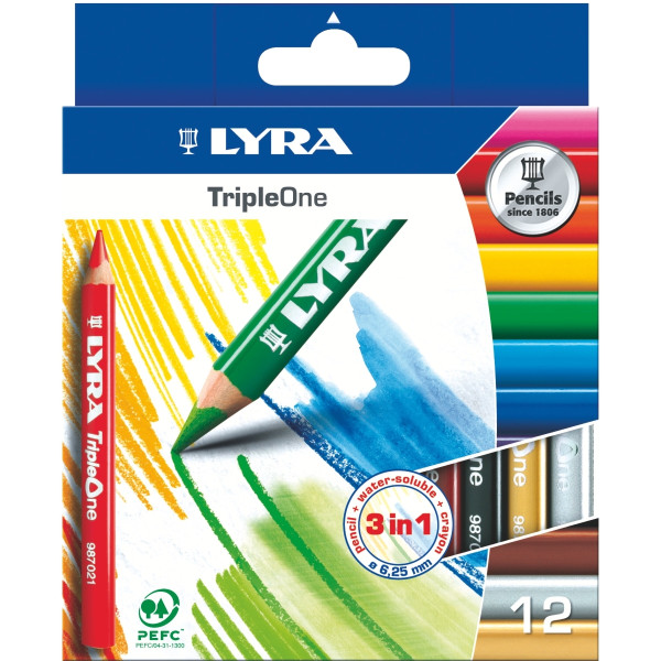 Etui de 12 crayons de couleur Triple one assortis