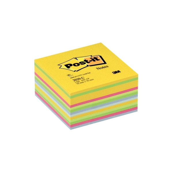 Cube de 450 feuilles de notes post-it repositionnables 76 x 76 mm couleurs assorties