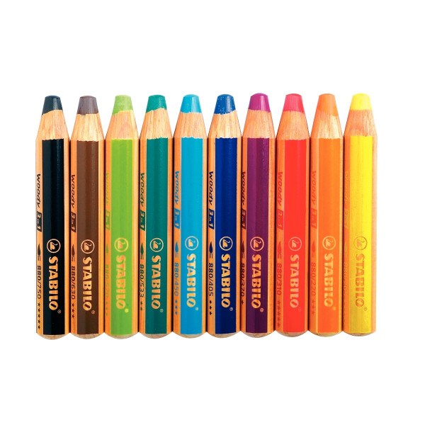 Étui de 10 crayons de couleur Woody + 1 taille-crayon