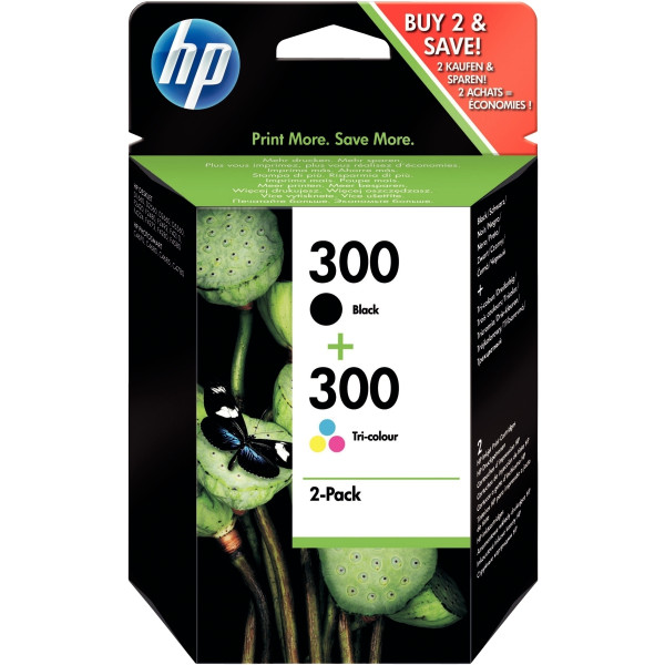 HP 300 pack de 2 cartouches d'encre noire et trois couleurs authentiques (CN637EE)