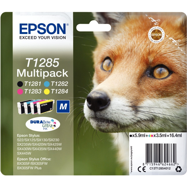Epson RENARD pack de de 4 cartouches jet d'encre noire, cyan, magenta et jaune authentique (T128540