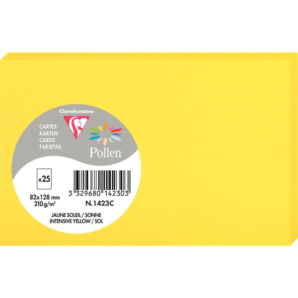 Paquet de 25 cartes Pollen 82x128mm 210g jaune