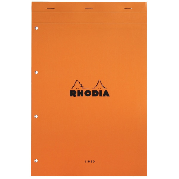 Bloc de bureau RHODIA 80 feuilles perforées, format A4+, ligné 7 mm, papier blanc 80g