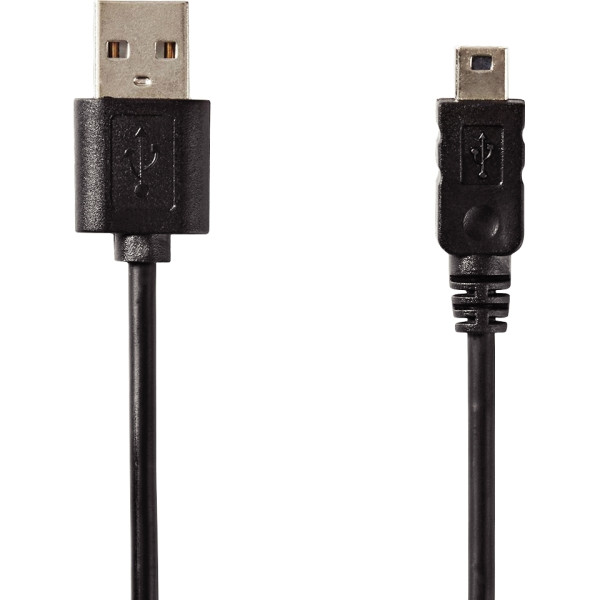 Cordon USB 2.0 type A vers type mini USB B noir 2m