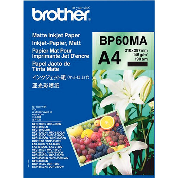 Paquet de 25 feuilles de papier photo mat marque Brother format A4 (21 x 29,7 cm) 145g