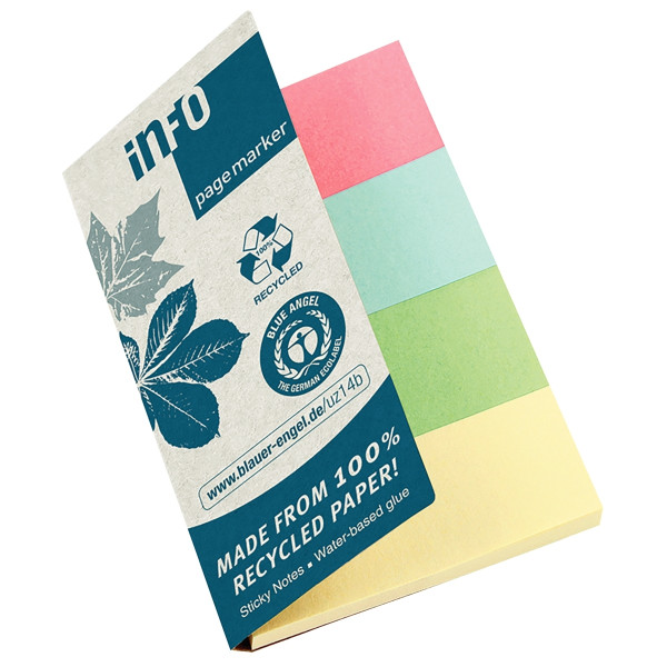 Etui de 4 distributeurs de 40 marque-pages  en papier recyclés couleurs assorties