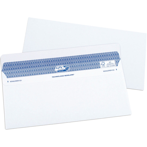 Boite de 100 enveloppes blanches 112x225mm 90g bande siliconée Secure