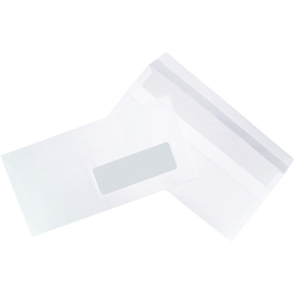 Boîte de 500 enveloppes blanches DL 110x220 80g/m² fenêtre 35x100 autocollantes