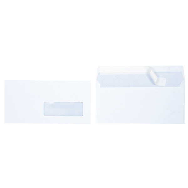 Boite de 500 enveloppes blanches DL 110x220 80g/m² fenêtre 35x100 bande de protection