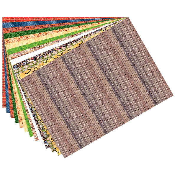 Paquet de 13 feuilles de papier motif structures assorties format 50 x 70 cm
