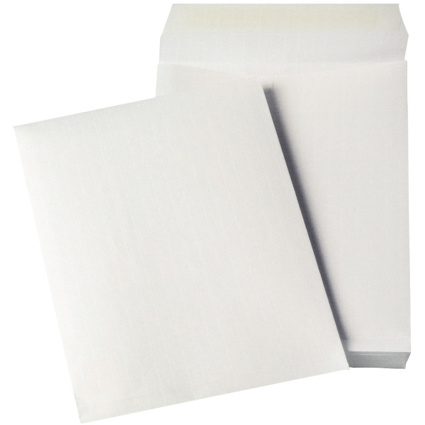 Paquet de 50 pochettes kraft armé blanches 3 soufflets 260x330 130g/m² bande de protection